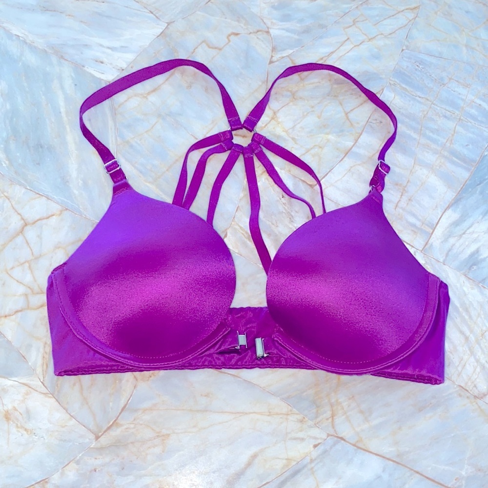 32B VS Very Sexy Front-Close Plunge Push-Up Purple Bra